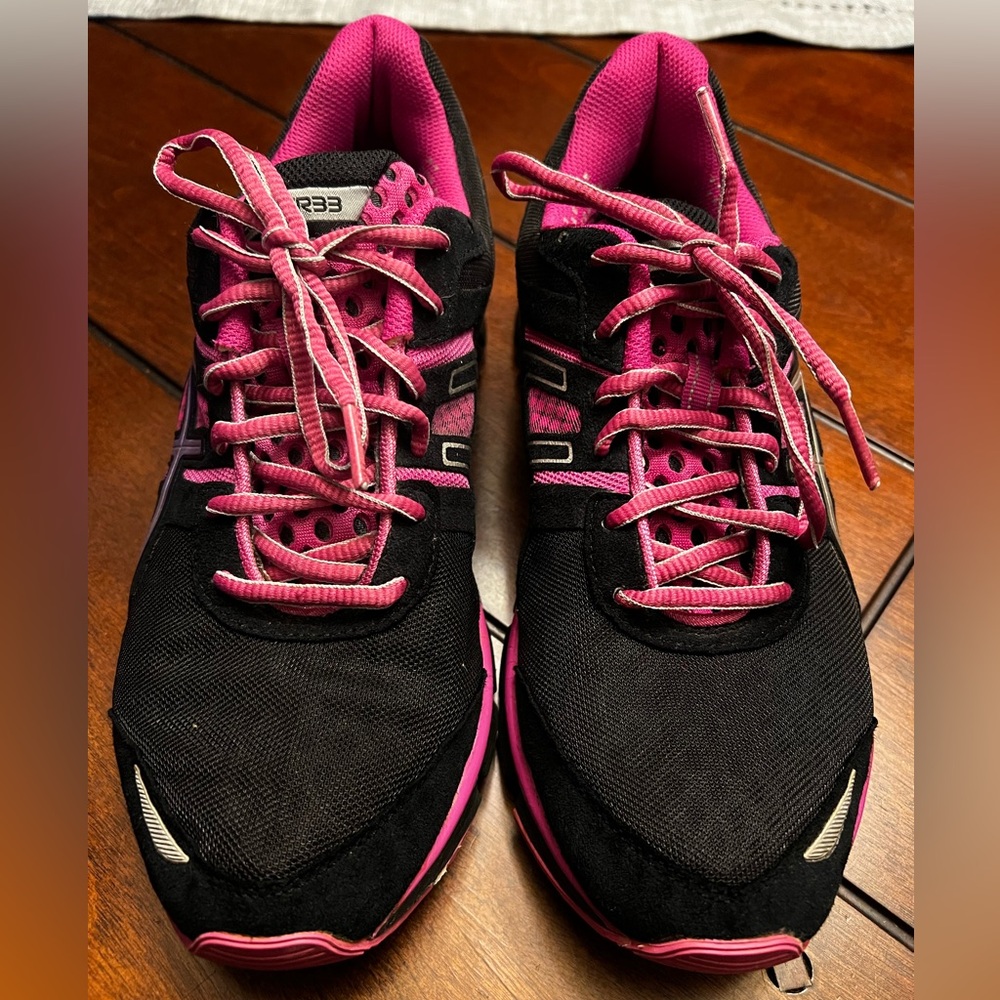 Asics Gel Blur 33 Shoes Womens Sz 10 Black Pink Trainers Sneakers